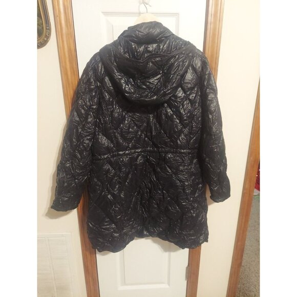 Michael MichaelKors Packable Down Fill Black Coat Size XXL Duster Bag Y2K Nylon - Picture 13 of 16